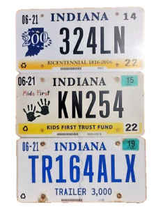 Used Indiana License Plate Lot Of 3 BiCentennial, Kids First, Trailer