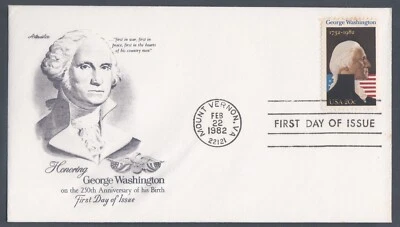 USA 1982 2 FDC WITH CACHETS 250th ANNIV OF BIRTH OF GEORGE WASHINGTON - Image 1 of 2