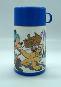 Vintage Disney Mickey Mouse And Pluto Thermos Lookout Peak Hiking Aladdin - Picture 1 of 7