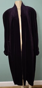 Vintage J S Collections Dark Purple Velvet Long Coat Size Medium - Picture 1 of 6