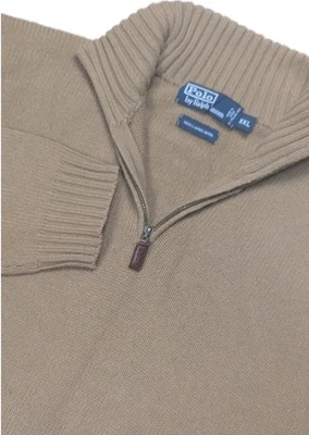Vintage Polo Ralph Lauren Lambs Wool Quarter Zip Sweater Camel Men's XXL - Image 1 of 4
