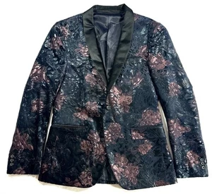 Suslo Couture Floral Blazer Men’s 40 M Metallic Brocade Tuxedo Jacket - Imagen 1 de 9