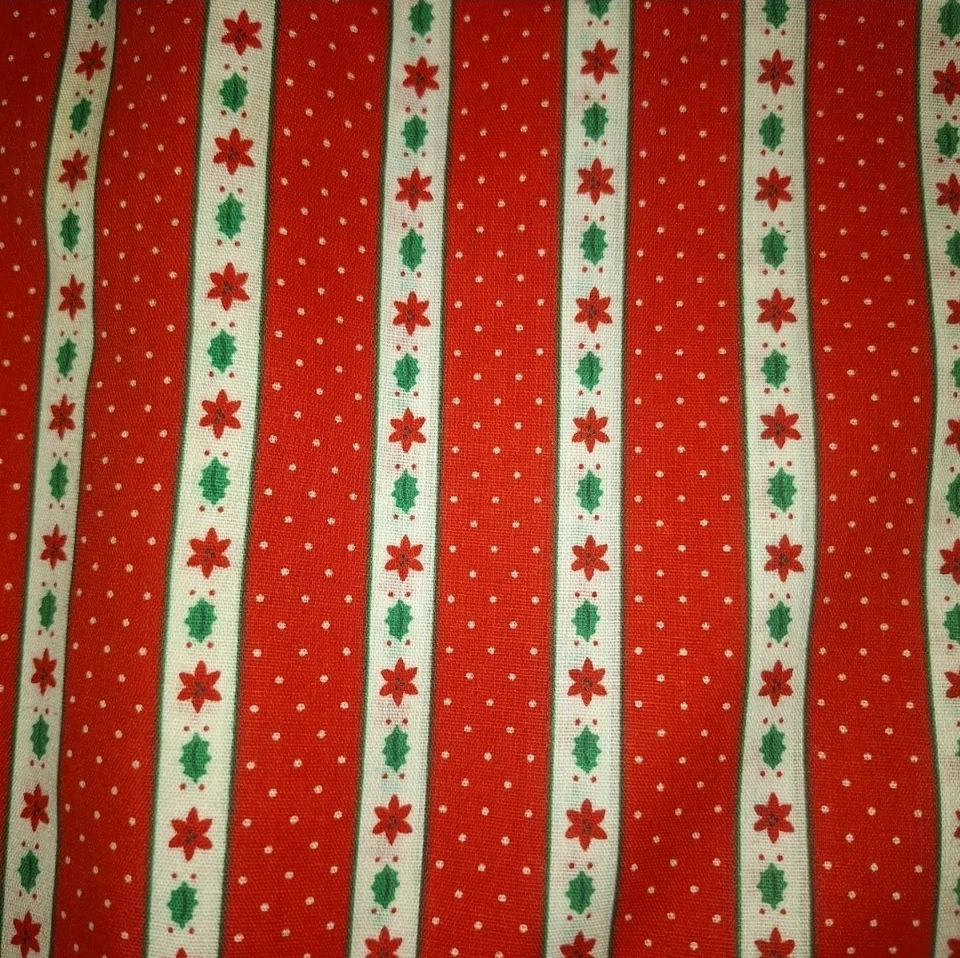 Tela acolchada vintage Wamsutta rayas navideñas Calico vacaciones vintage 1990 Foto 1 de 1