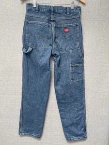 Dickies Men's Carpenter Jeans Size W28 L29 Blue Straight Leg Stone Wash Denim - Picture 1 of 18