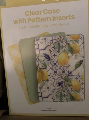 Clear Case With 3 Pattern Inserts for Amazon Kindle Paperwhite 1st Gen 6.8in NEW - Image 1 of 2