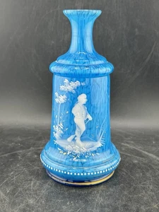 Botella de perfume esmaltada Mary Gregory de colección jarra sin tapón excelente - Imagen 1 de 12