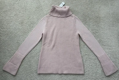 NEW $94 WHITE HOUSE BLACK MARKET Pullover Sweater Rib Knit Pale  Pink Size XS - Image 1 of 4