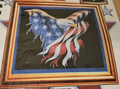 BORN TO BE FREE Cody Country  Counted Cross Stitch Kit  Eagle Flag Pre-owned - Image 1 of 4