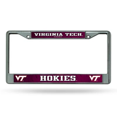 Quadro de placa de licença Virginia Tech Hokies metal cromado - Imagem 1 de 4