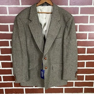 NWT Savile Row Men’s Tweed Wool Houndstooth Sports Formal Suit Jacket Blazer 44S - Picture 1 of 10
