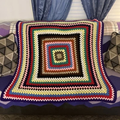 New Handmade Crocheted Afghan Blanket Pattern Home Decoration. - Image 1 of 4