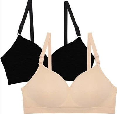 Sujetador push-up sin aros 36B (paquete de 2) Fruit of the Loom FT640, negro/beige Foto 1 de 4