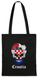 Croatia Football Skull I Stofftasche Einkaufstasche croatian Soccer Flag World - Picture 1 of 1