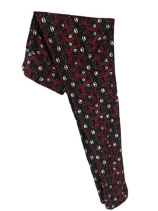 LuLaRoe OS Leggings #872 grün orange & gelb Eulen auf dunklerem Rot - Einheitsgröße - Bild 1 von 1