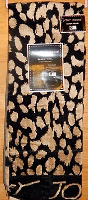 TOALLA DE PLAYA BETSEY JOHNSON LEOPARDO NEGRA/DORADA NUEVA AUTÉNTICA 36" X 68" Foto 1 de 3