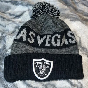 Las Vegas Raiders Beanie Toque Adult One Size Gray Knit Pom - Picture 1 of 4
