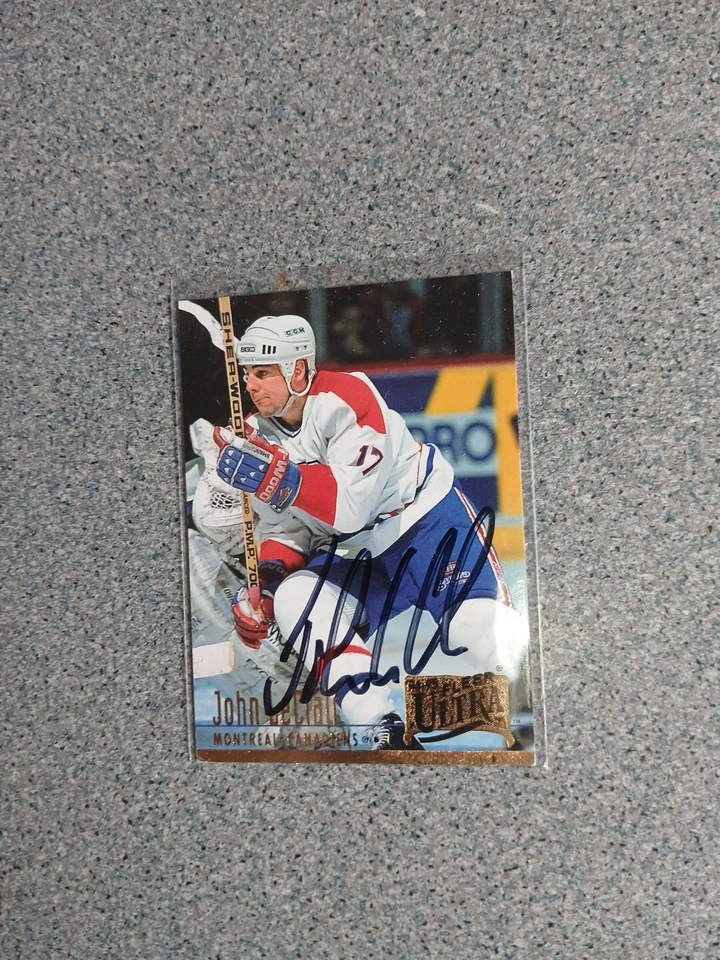 John LeClair Signed In Person 1994 1995 Fleer Ultra Canadians Card A2 - Image 1 of 1