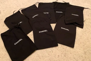 Chanel Authentic Black Cotton Drawstring Dust Bags ABOUT 7.5" x 12.5” - 8 - Picture 1 of 6