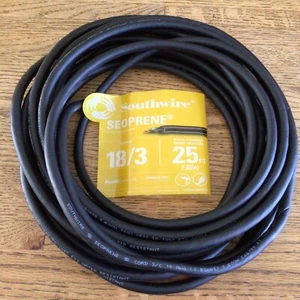 Southwire Seoprene AWG 18/3C SJE00W 300V 105*C Power Cable Cord Black 25ft - Picture 1 of 3