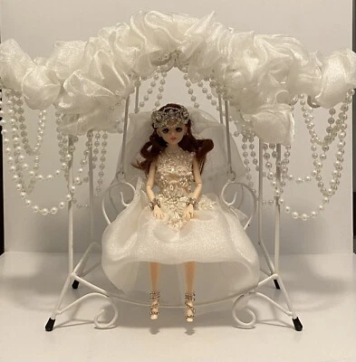 Muñeca de novia, columpio de Cenicienta, muñeca de boda, centro de mesa de boda/ducha, conjunto NUEVO Foto 1 de 4