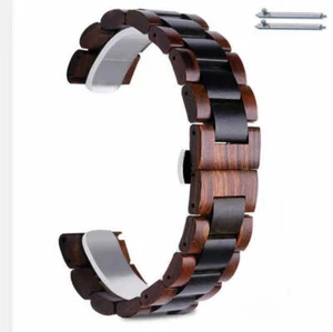 Wooden Replacement Watch Band Butterfly Clasp Quick Release Brown Strap #W003 - Picture 1 of 54