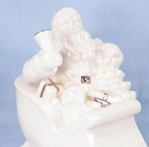 Lenox Santa Claus Figurine Sleigh Christmas Gifts Bell Cream Porcelain Gold - Picture 1 of 9