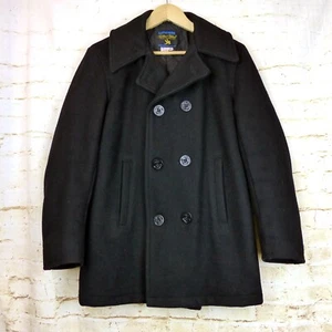 VTG I Spiewak Peacoat Mens 38 M Black Wool Naval Double Breasted Golden Fleece - Picture 1 of 12