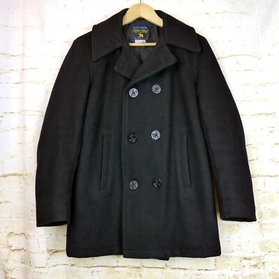 VTG Spiewak Coat Men 38 M Black Wool Naval Double Breasted Coat Golden Fleece - Image 1 of 4