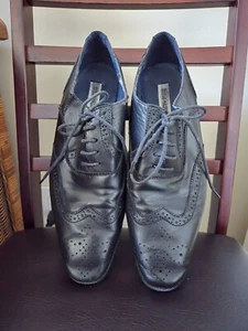 Steve Madden Mens Size 9.5 Black Leather Wingtip Derby Lace Up Dress Shoes - Picture 1 of 14