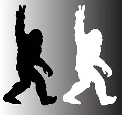 4KIDS 2 x Sasquatch Bigfoot Peace Decal Sticker Truck Wall Car Mug Laptop Big Foot