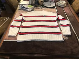Victoria Secret Pink Boyfriend Sweater Knit Campus Crew Pullover Stripes Size S - Picture 1 of 6