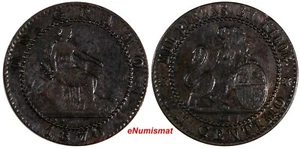 Spanien Provisorische Regierung Kupfer 1870 OM 1 Centimo XF Zustand.KM # 660 (18 116) - Bild 1 von 3