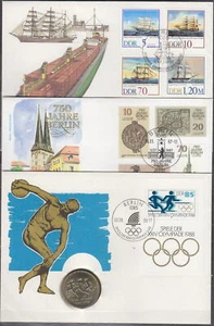 DDR - 3x NUMISFRIEF 1987 + 1988 2x 5 MARCAS + 10 MARCAS OLIMPIADAS + BARCO ROSTOCK - Imagen 1 de 4