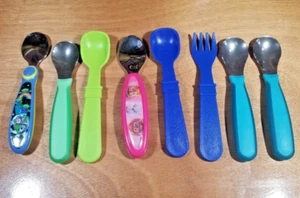 Lot of 8 Baby Toddler Eating feeding Utensils Forks Spoons Nuk Disney Pixar - Picture 1 of 10