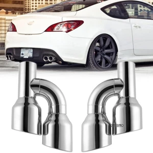 For Hyundai Genesis Coupe Dual 2.5" to 4" Quad Exhaust Tip Stainless Double Wall - Picture 1 of 15