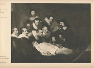 100+yr Old Original c1924 Antique Print Doctors THE ANATOMY LESSON By Rembrandt - Picture 1 of 2