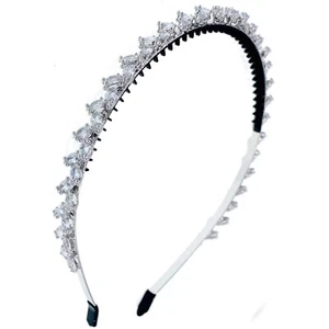 USA Glam Leaf Stirnband Haarband aus Swarovski Kristall Edelstein Silber S1 - Bild 1 von 4