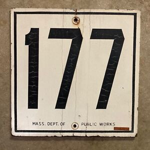 Massachusetts state route 177 highway marker road sign shield 1950s square 16"