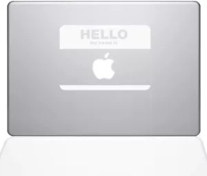 The Decal Guru Name Tag MacBook Decal Vinyl Sticker - 13" MacBook Pro - White - Picture 1 of 1