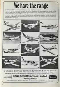 Beechcraft Eagle Flugzeug Dienstleistungen Flugzeugvermietung Anzeige 1975 Leavesden - Bild 1 von 2