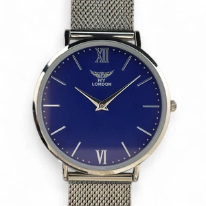 NY London Mens Luxury Watch Roman Numeral Dial Stainless Steel Mesh Strap Quartz - Picture 1 of 3