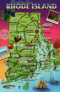 Grüße aus Rhode Island, Providence Newport Boote Fische etc. RI - Karte Postkarte - Bild 1 von 2