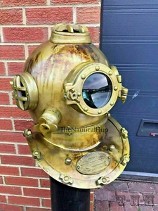 Antiker Messing Scuba Marine Taucherhelm US Navy Mark V Taucherhelm - Bild 1 von 3