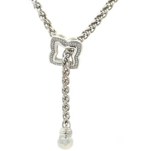 David Yurman Necklace Diamond Lariat Silver Sterling Tassel Chain - Picture 1 of 6