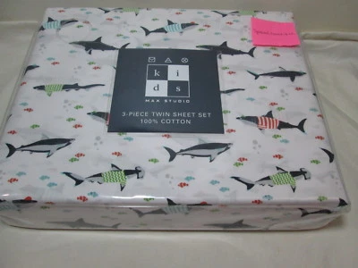 Nuevo Juego de Sábanas Doble Algodón Max Studio Niños Escuela de TIBURONES PECES NUEVO Foto 1 de 4