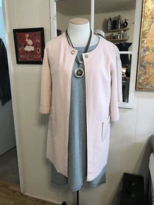 Vintage Classic Made in Italy Large Pink Simple Long Stretchy Jacket Pockets - Picture 1 of 9