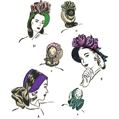 1940s Pattern, Set of Hats & Bonnets - Hat=21" (53 cm) - Image 1 of 4