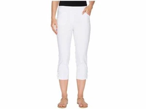 $215 Tribal Women White Bengaline 22 Pull-On Flat-Front Capris Pants Size 2 - Picture 1 of 3