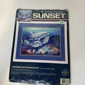 Dimensions Sunset Underwater Tranquility Dolphins No Count Cross Stitch #13932 - Bild 1 von 3