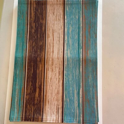 Juego de 6 manteles de tela de madera rústica marrón, crema, azul 12x18" respaldo blanco Foto 1 de 4